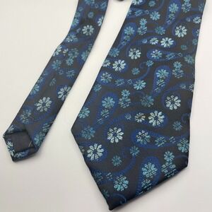 Kai Long 100% Silk Hand Made Blue Paisley Floral Men's Tie